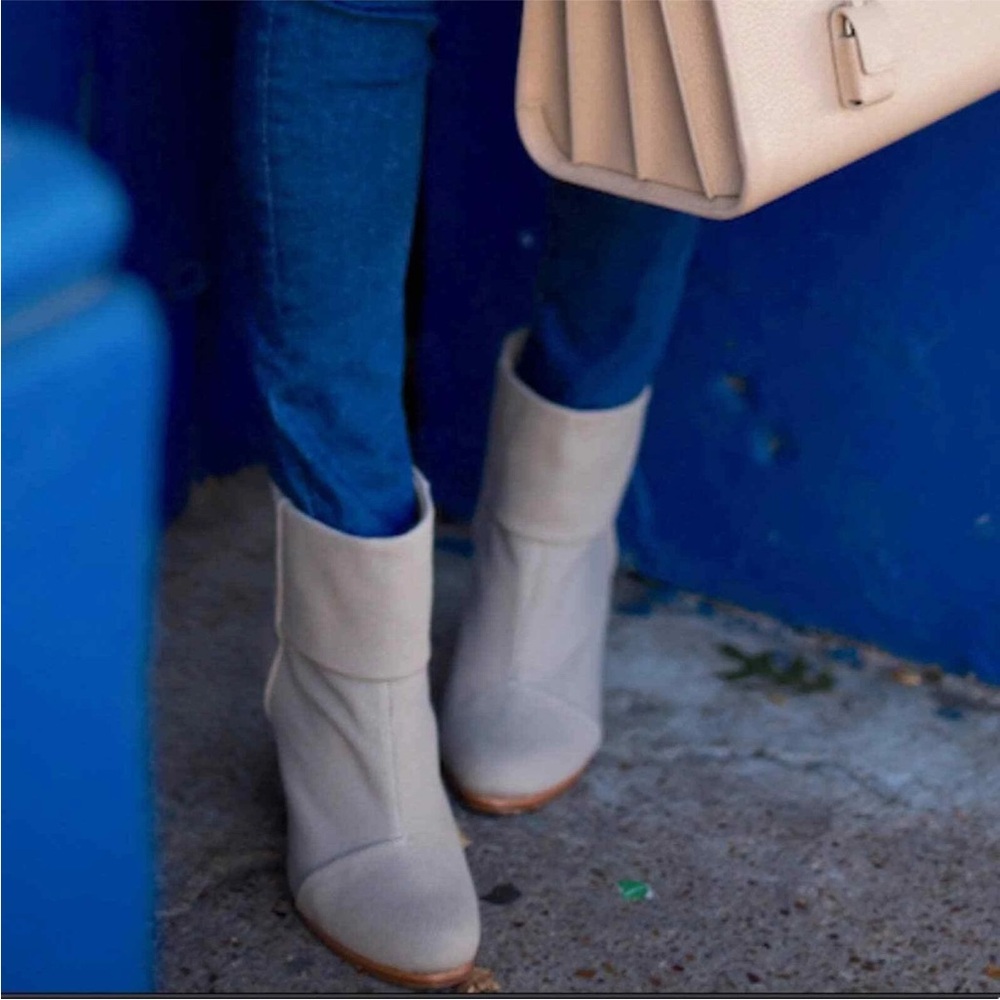 RAG & BONE Classic Newbury Canvas Block Heel Boots Taupe 37